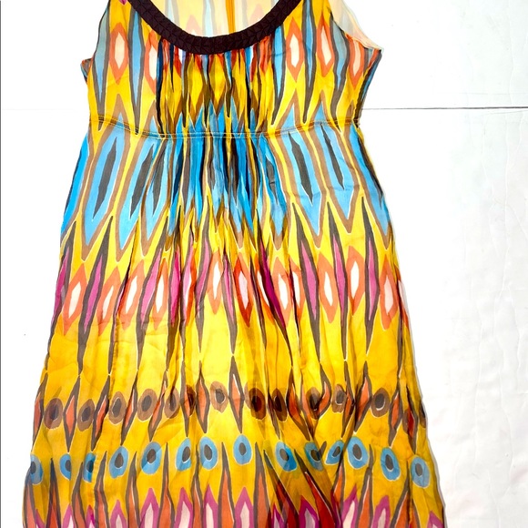 Tory Burch 100% Silk Multi-Colored Artsy Print Midi Woman’s Dress Size 8 - Picture 2 of 14